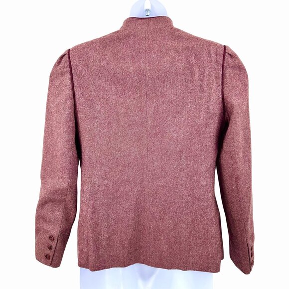 VINTAGE DANIEL FOR SPELLBOUND BURGUNDY TWEED WOOL BLEND BLAZER JACKET - 12 - Picture 3 of 5